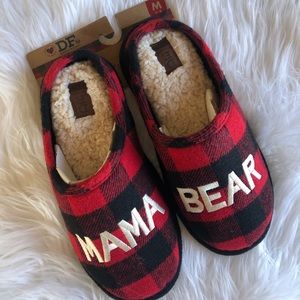 Mama Bear Buffalo Plaid Slippers